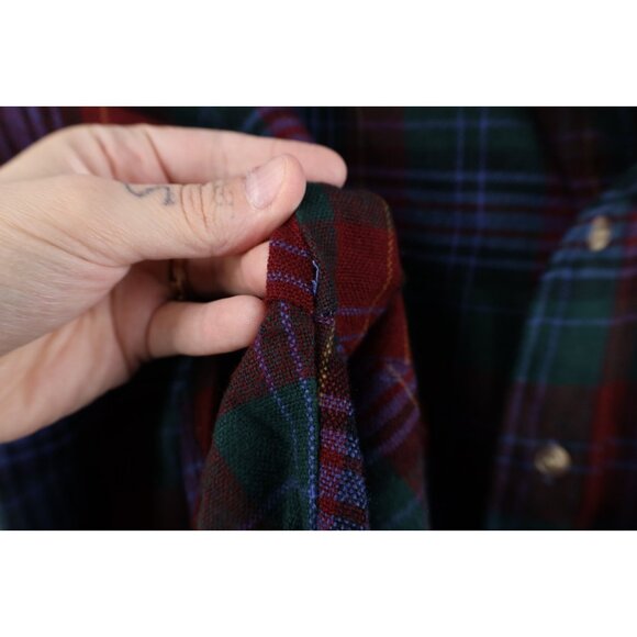 Vintage 80s 90s Streetwear Mens Medium Double Pocket Knit Collared Button Shirt - Picture 12 of 15